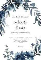 Indigo Flowers - Birthday Invitation